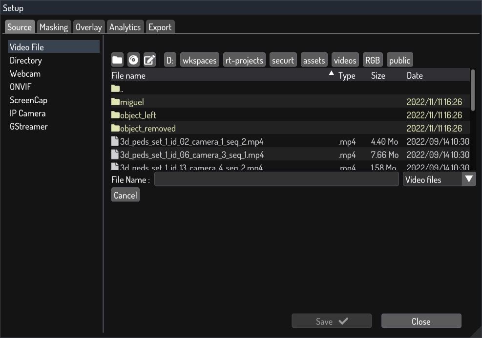 Instance Setup Window