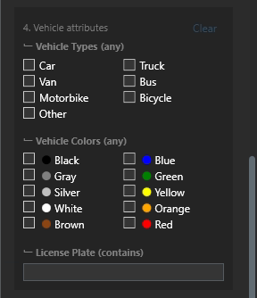 Vehicle Attributes Filter
