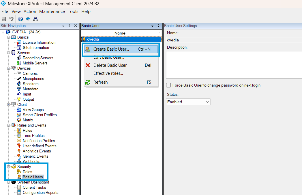 Create basic user