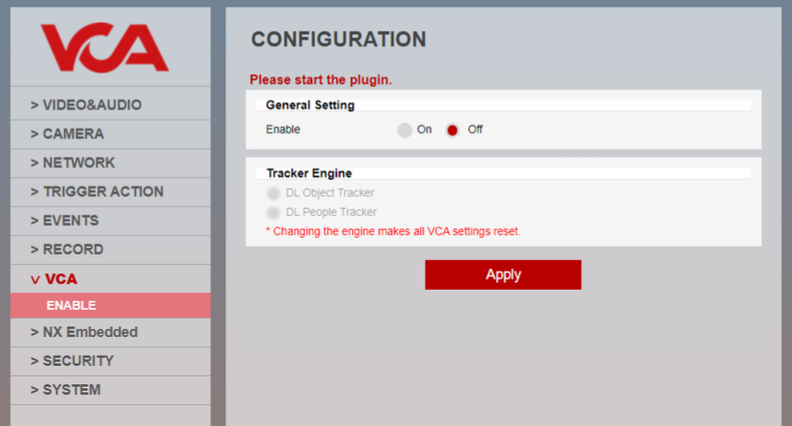 Disable VCA Analityics