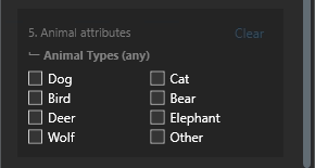 Animal Attributes Filter