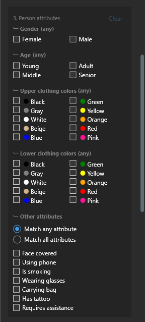 Person Attributes Filter